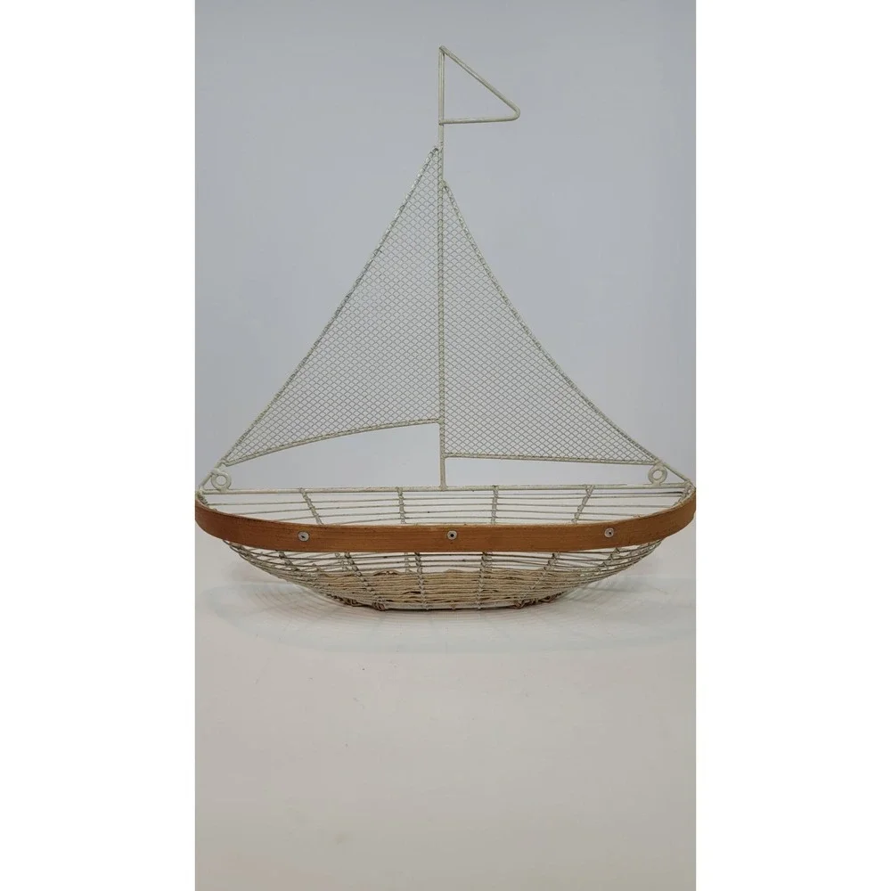 Home Decor Nautical Beach wire Ship Metal Wire basket Lot And Boat Picture Frame